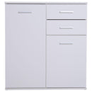 Mobiletto Cassettiera 2 Cassetti 2 Ante con Ripiano Regolabile in Legno Bianco 71x35x76 cm 