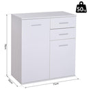 Mobiletto Cassettiera 2 Cassetti 2 Ante con Ripiano Regolabile in Legno Bianco 71x35x76 cm 