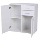 Mobiletto Cassettiera 2 Cassetti 2 Ante con Ripiano Regolabile in Legno Bianco 71x35x76 cm 