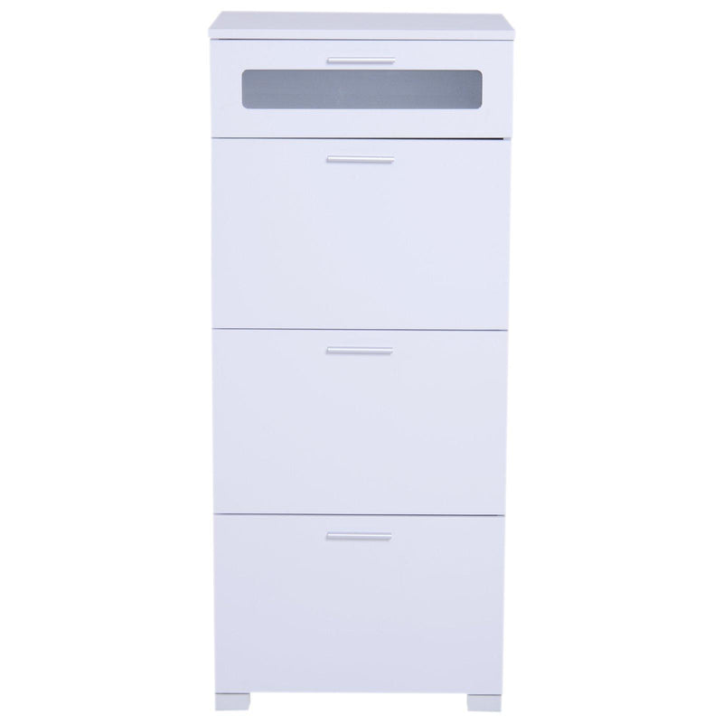 Cassettiera per Archiviazione con 4 Cassetti in Legno Bianco 50x40x116,5 cm 