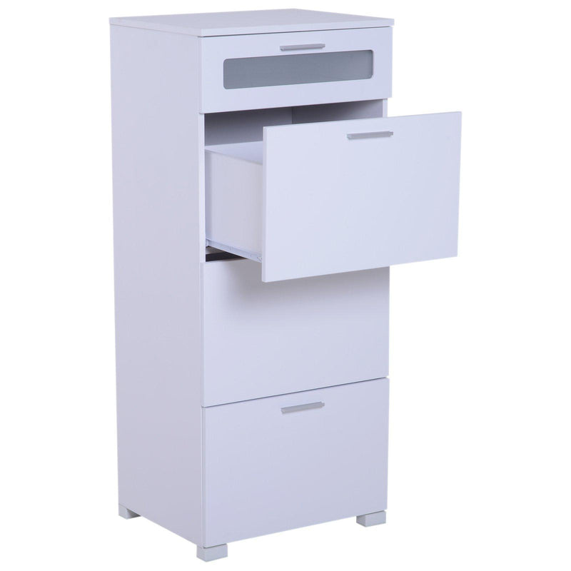 Cassettiera per Archiviazione con 4 Cassetti in Legno Bianco 50x40x116,5 cm 