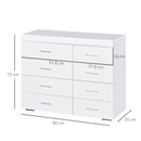 Cassettiera per Casa e Ufficio in Legno Bianco 90x35x73 cm 