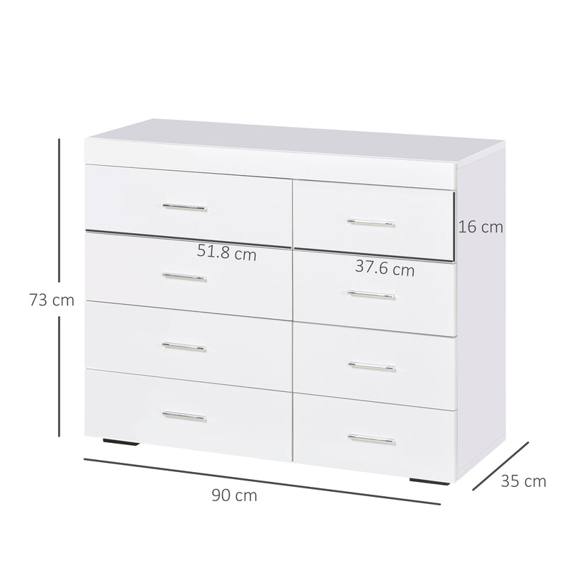 Cassettiera per Casa e Ufficio in Legno Bianco 90x35x73 cm 