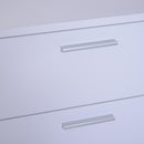 Mobiletto Cassettiera 4 Cassetti 3 Ripiani in Legno e Vetro Temperato Bianco 100x40x116.5 cm 