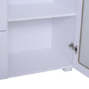 Mobile Cassettiera in Legno e Vetro Bianco 150x40x116.5 cm 