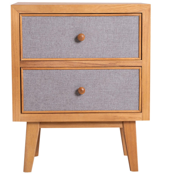 Holz Nachttisch 2 Schubladen Holz und Grau 44x30x55 cm online