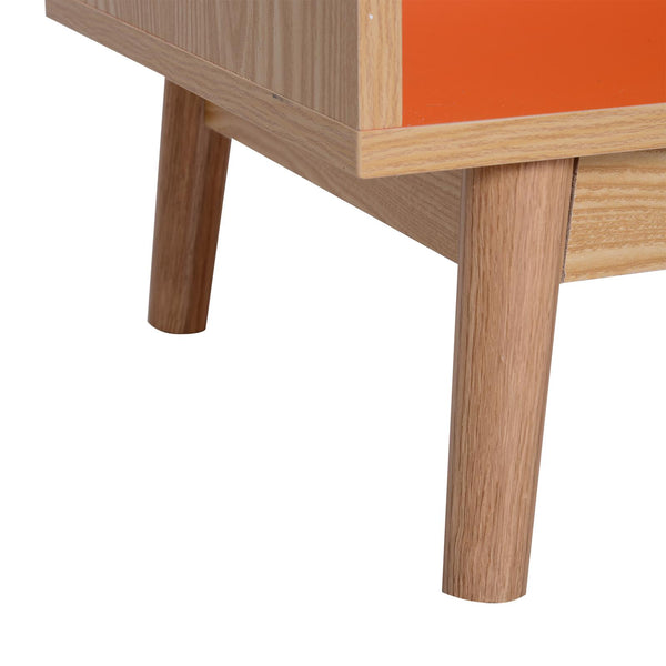 Nachttisch mit Schublade und Füßen aus orangefarbenem Holz 48x40x61,5 cm online