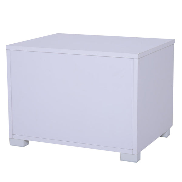 online Moderner Nachttisch aus Holz und Glas 2 Schubladen mit weißem Griff 50x40x36,5 cm