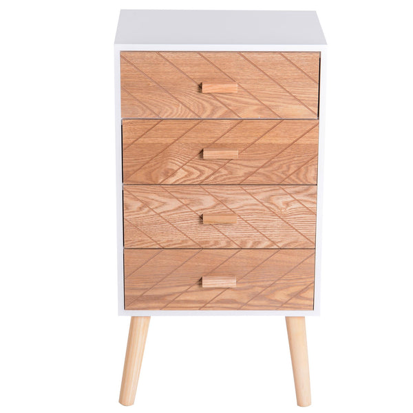 Kommode aus Holz 4 Schubladen in Weiß und Holz 40x30x75 cm sconto