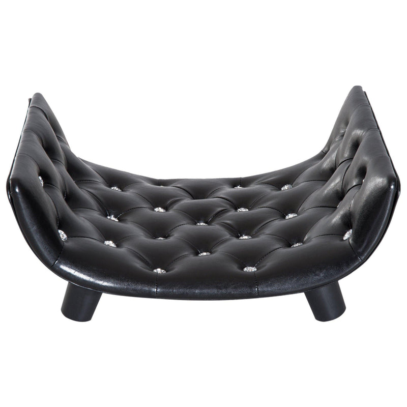 Divanetto Cuccia per Cani e Gatti in Similpelle e Legno Nero 58x43x25 cm 