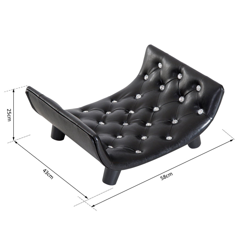 Divanetto Cuccia per Cani e Gatti in Similpelle e Legno Nero 58x43x25 cm 