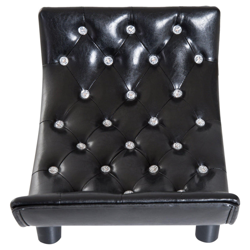 Divanetto Cuccia per Cani e Gatti in Similpelle e Legno Nero 58x43x25 cm 