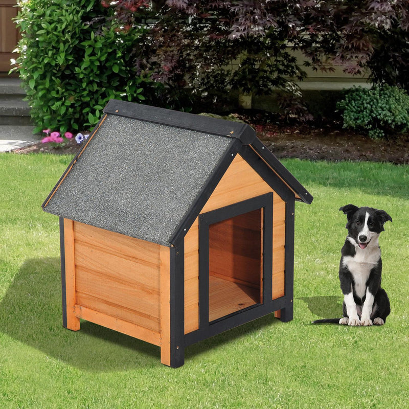 Cuccia per Cani da Esterno con Tetto Spiovente in Legno di Abete Impermeabile 56x60.5x66 cm 