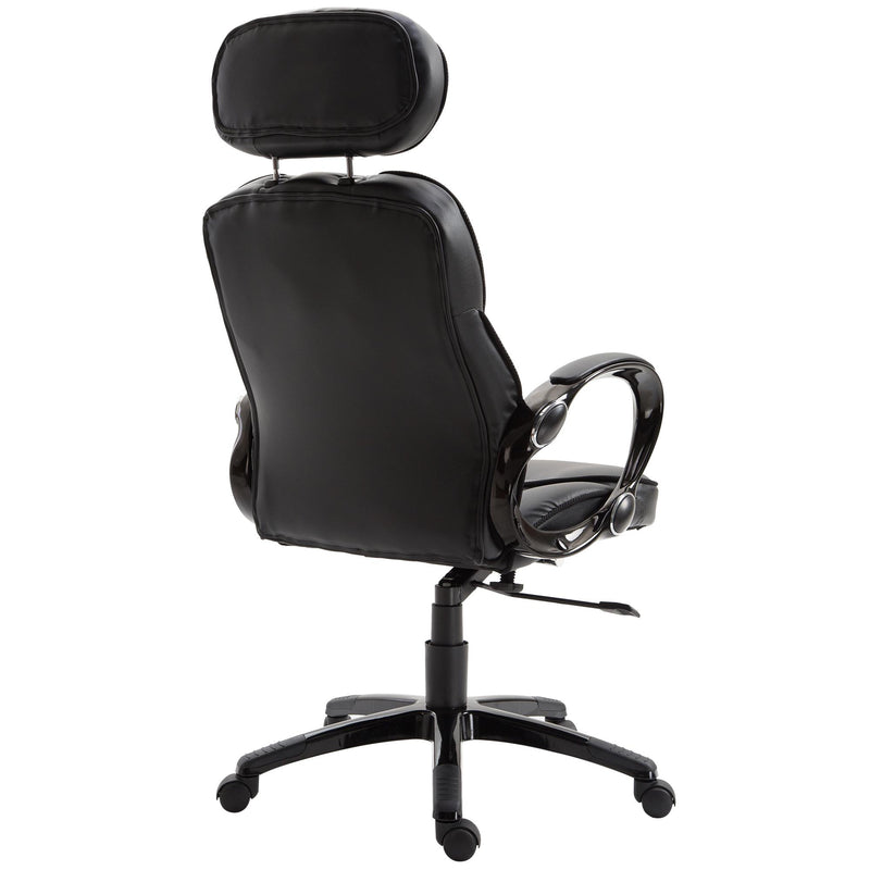 Poltrona Direzionale da Ufficio con Poggiatesta in Similpelle Nero 