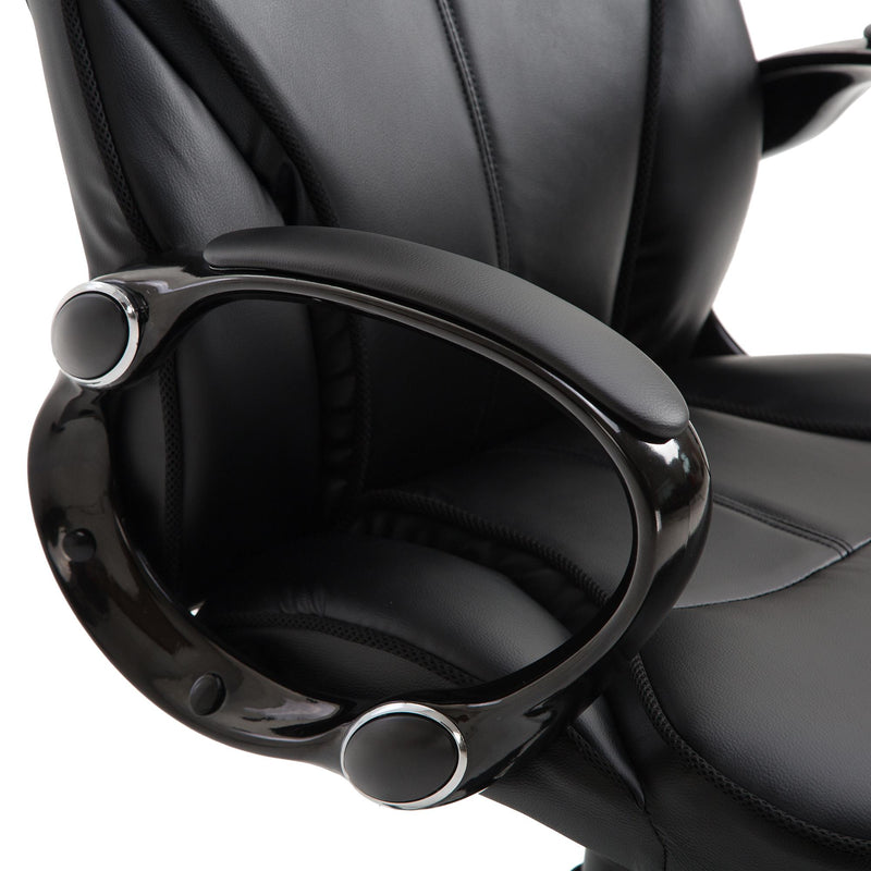 Poltrona Direzionale da Ufficio con Poggiatesta in Similpelle Nero 