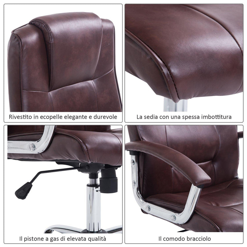 Poltrona Direzionale da Ufficio Regolabile Girevole Marrone 