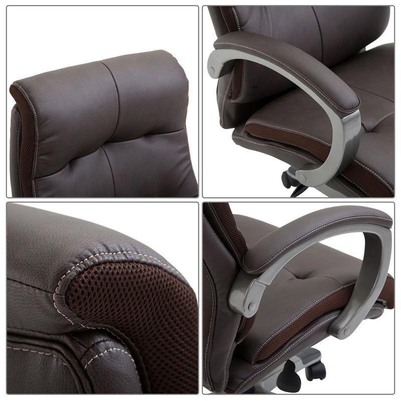 Poltrona Direzionale da Ufficio Girevole in Similpelle Marrone 