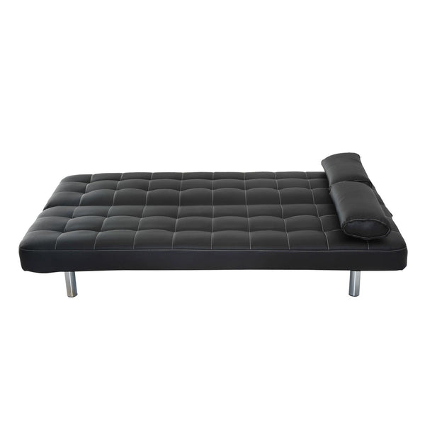 Schlafsofa aus schwarzem Kunstleder mit 2 Kissen 180 x 94 x 88 cm acquista