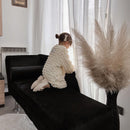 Divano Chaise Longue con Cuscino Rotondo in Flanella Nero 160x56x75 cm 