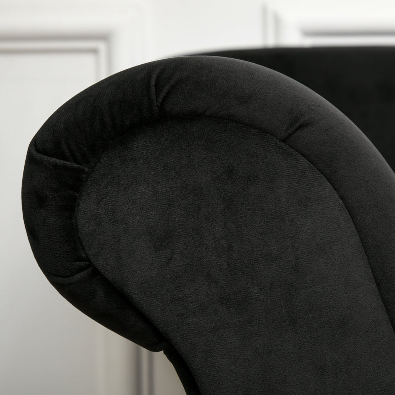 Divano Chaise Longue con Cuscino Rotondo in Flanella Nero 160x56x75 cm 