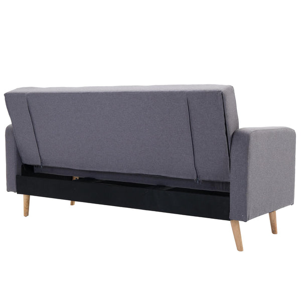 acquista 3-Sitzer-Schlafsofa aus Leinenstoff mit extra Polsterung und hellgrauen Holzfüßen
