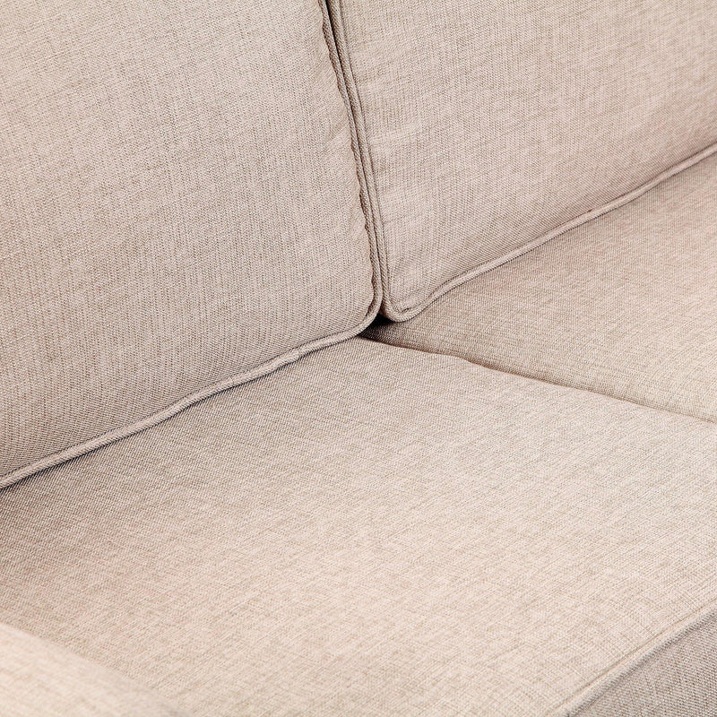 Divano a 2 Posti Moderno in Tessuto di Lino con Cuscini Rimovibili Crema 163x84x92 cm 