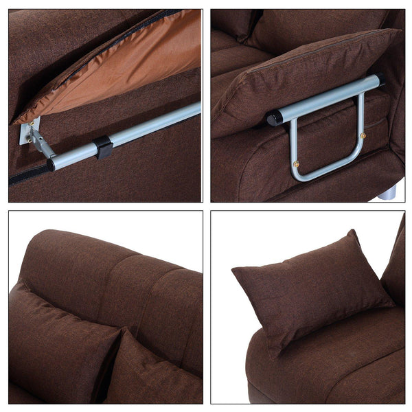 Doppelschlafsofa aus Stahl und Polyestergewebe mit 4 braunen Kissen prezzo