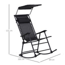 Sedia a Dondolo da Giardino Esterno con Baldacchino Nero 105x64x125 cm 