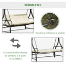 Dondolo da Giardino 3 Posti con Tettuccio Crema 185x125x173 cm 