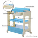 Fasciatoio con Vaschetta e Vani Portaoggetti in Plastica Atossica Blu 81x53x102 cm 