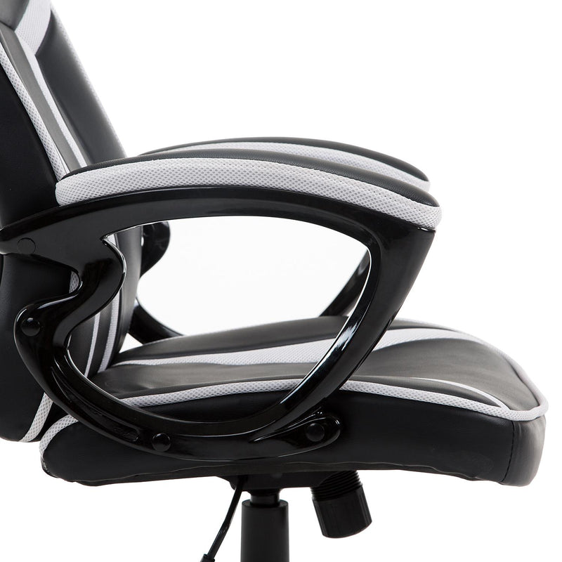 Sedia da Gaming Altezza Regolabile in Similpelle Bianco e Nero 