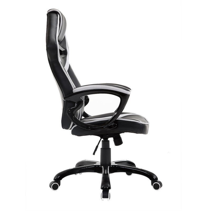 Sedia da Gaming Altezza Regolabile in Similpelle Bianco e Nero 