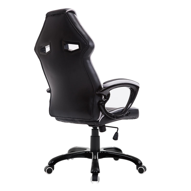 Sedia da Gaming Altezza Regolabile in Similpelle Bianco e Nero 