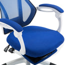 Sedia da Gaming Ergonomica Girevole e Reclinabile con Poggiapiedi Blu 