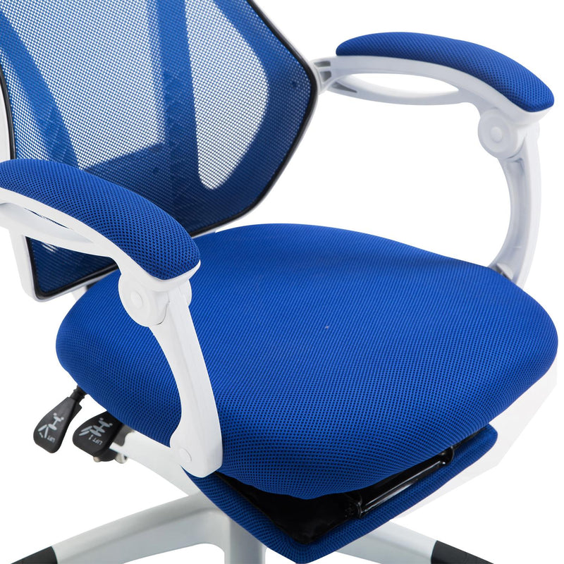Sedia da Gaming Ergonomica Girevole e Reclinabile con Poggiapiedi Blu 
