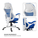 Sedia da Gaming Ergonomica Girevole e Reclinabile con Poggiapiedi Blu 