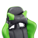 Sedia da Gaming Girevole Reclinabile in Similpelle Nero e Verde 