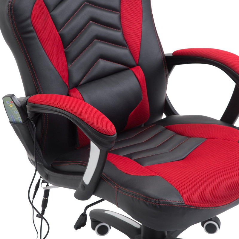 Sedia da Gaming Massaggiante e Riscaldante Rosso e Nero 68x69x108-117 cm 