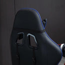 Sedia da Gaming in Similpelle con Sostegno Lombare e Collo Nera e Blu 