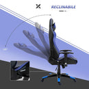 Sedia da Gaming in Similpelle con Sostegno Lombare e Collo Nera e Blu 