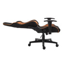 Sedia da Gaming con Rotelle Reclinabile Girevole in Tessuto Nero e Arancione 