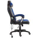 Sedia da Gaming Massaggiante e Riscaldante Blu e Nero 68x69x108-117 cm 