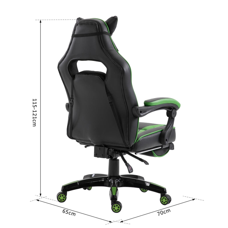 Sedia da Gaming con Rotelle in Similpelle Nero e Verde 