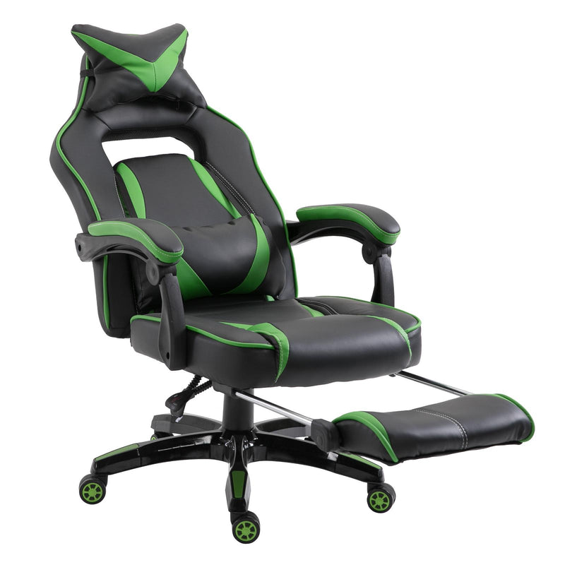 Sedia da Gaming con Rotelle in Similpelle Nero e Verde 