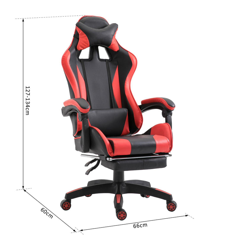 Sedia da Gaming Reclinabile Nero-rosso 66x60x127-134 cm 