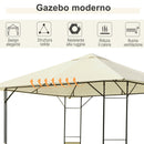 Tendone Gazebo da Giardino Bianco in Metallo 3x3m 