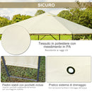 Tendone Gazebo da Giardino Bianco in Metallo 3x3m 