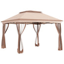 Gazebo Doppio Tetto Impermeabile con Zanzariere Marrone 3,25x3,25 m 