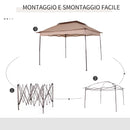 Gazebo Doppio Tetto Impermeabile con Zanzariere Marrone 3,25x3,25 m 