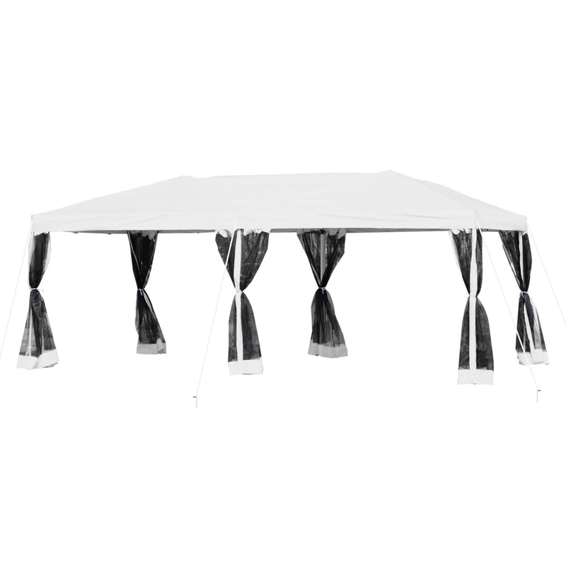 Gazebo Impermeabile Pieghevole con Zanzariera Crema 3x6m 